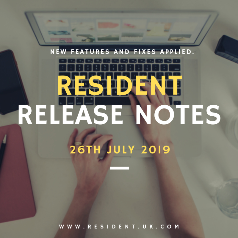 Release Notes – 26th July 2019